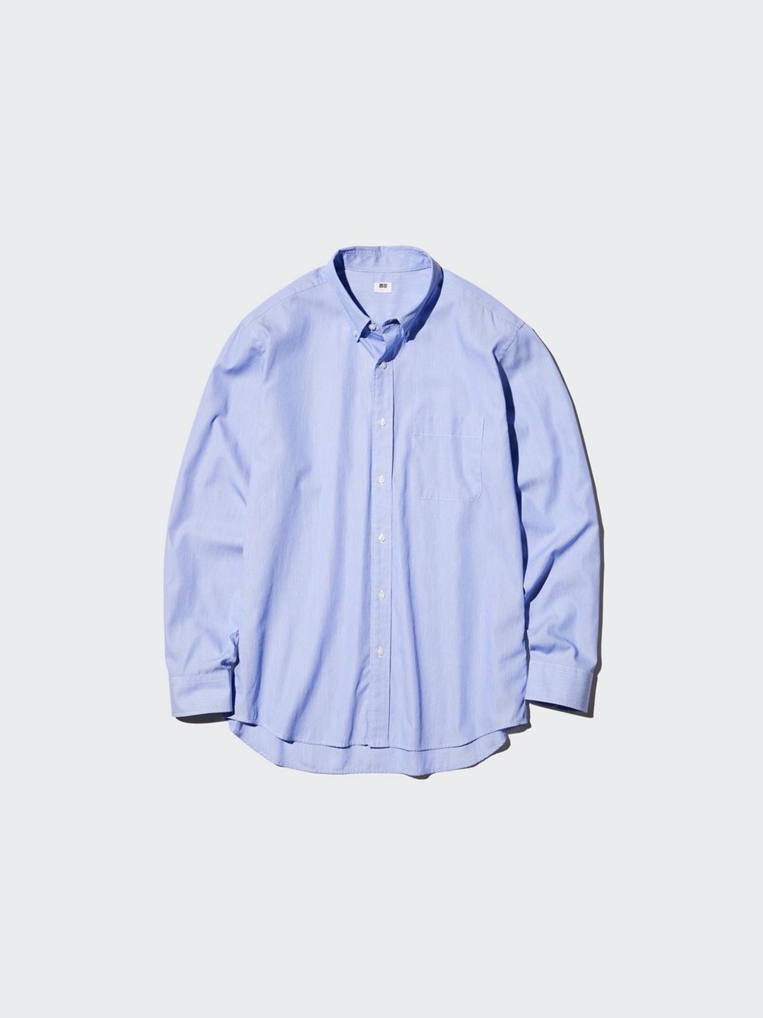 Uniqlo Мужская голубая рубашка с длинным рукавом — фото 2