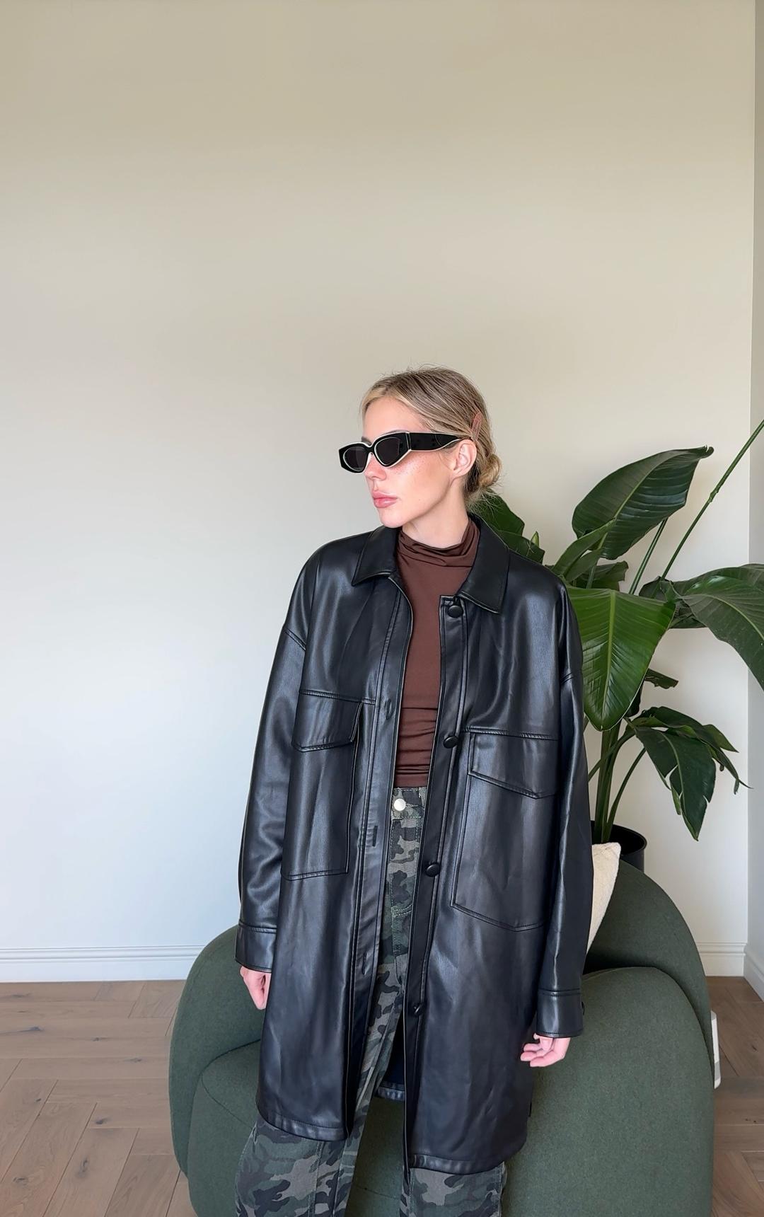 Zara Рубашка-куртка ZARA из экокожи — фото 2