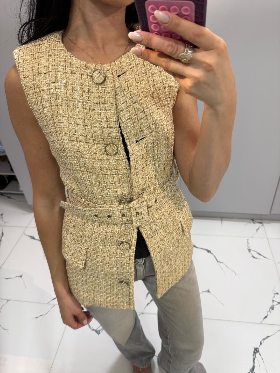 Zara Твидововая жилетка Zara xs — фото 2