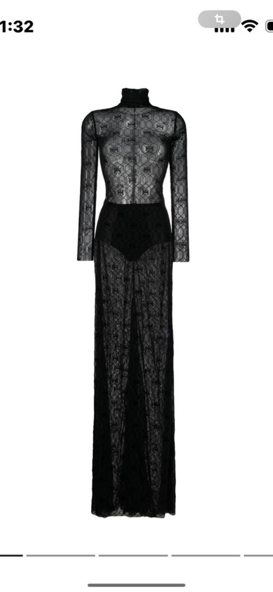 Elisabetta Franchi Платье макси прозрачное кружевное — фото 2