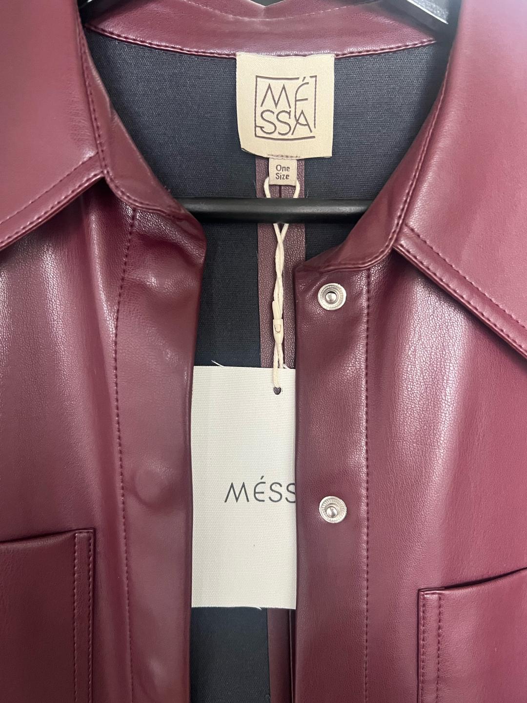 Messa Бордовая кожаная рубашка messa — фото 2