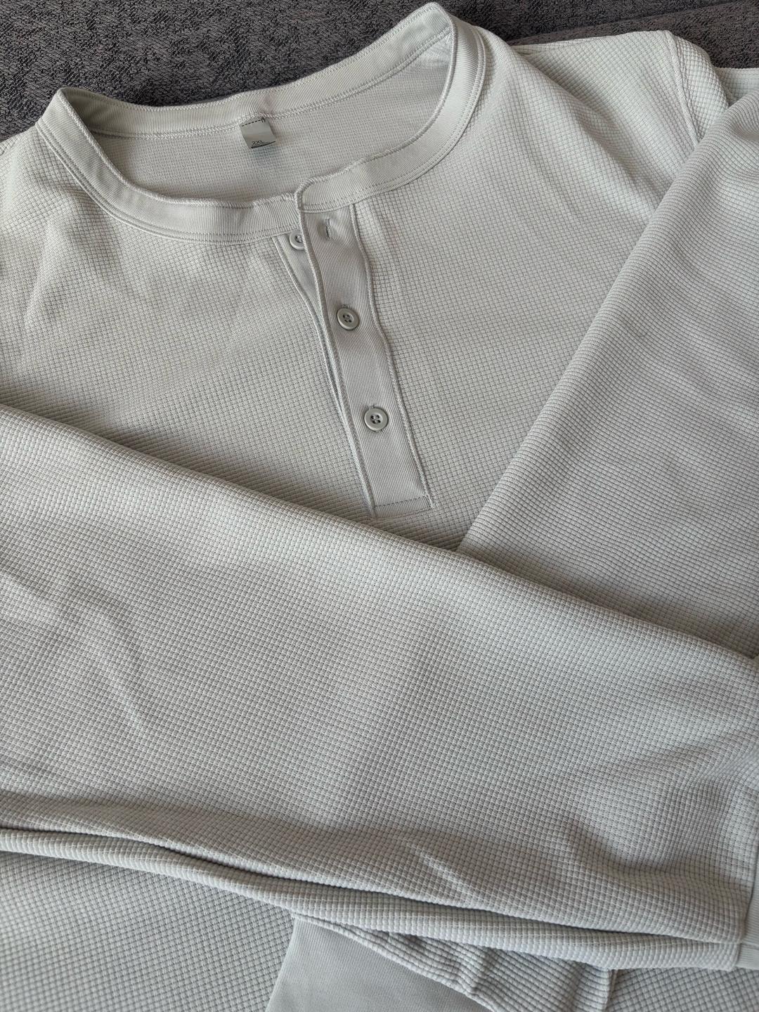 Нет бренда Henley shirt, молочного цвета — фото 2