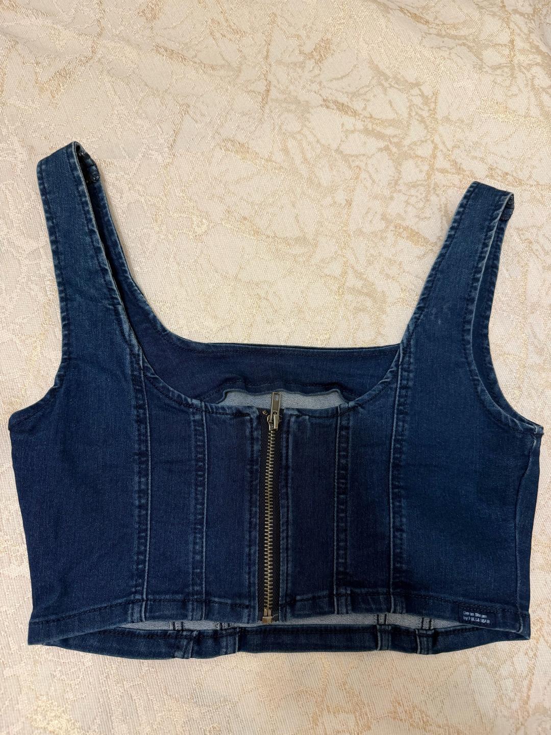 Pull & Bear Джинсовый корсет (кроп топ) Pull & Bear — фото 2