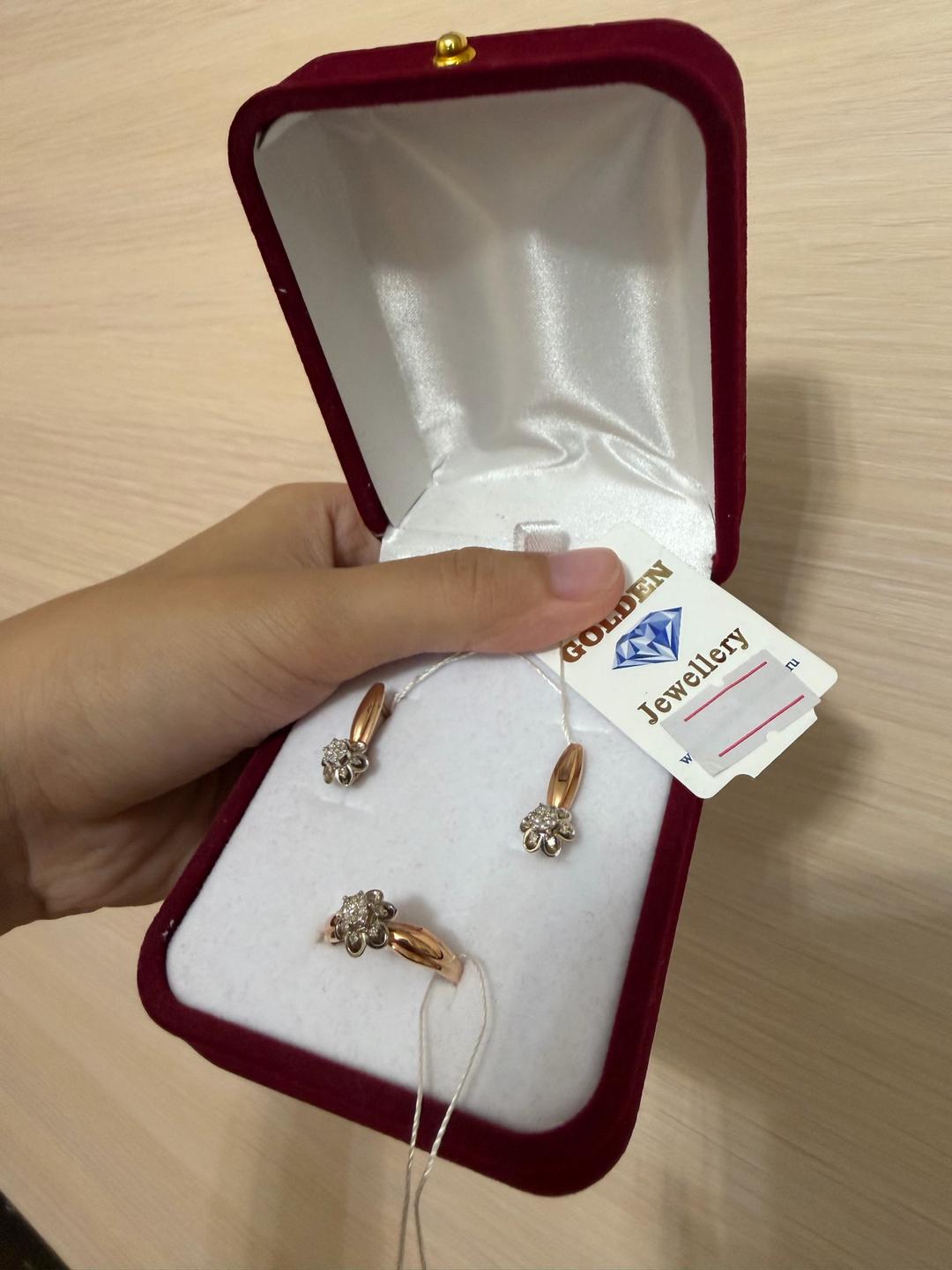 golden jewellery Ювелирный комплект с бриллиантами и золотом 585 пробы — фото 2