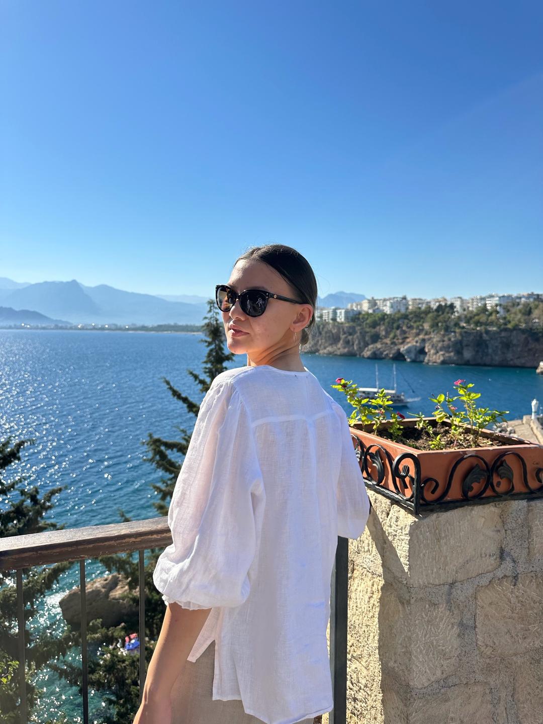 Zara Льняная блуза — фото 2