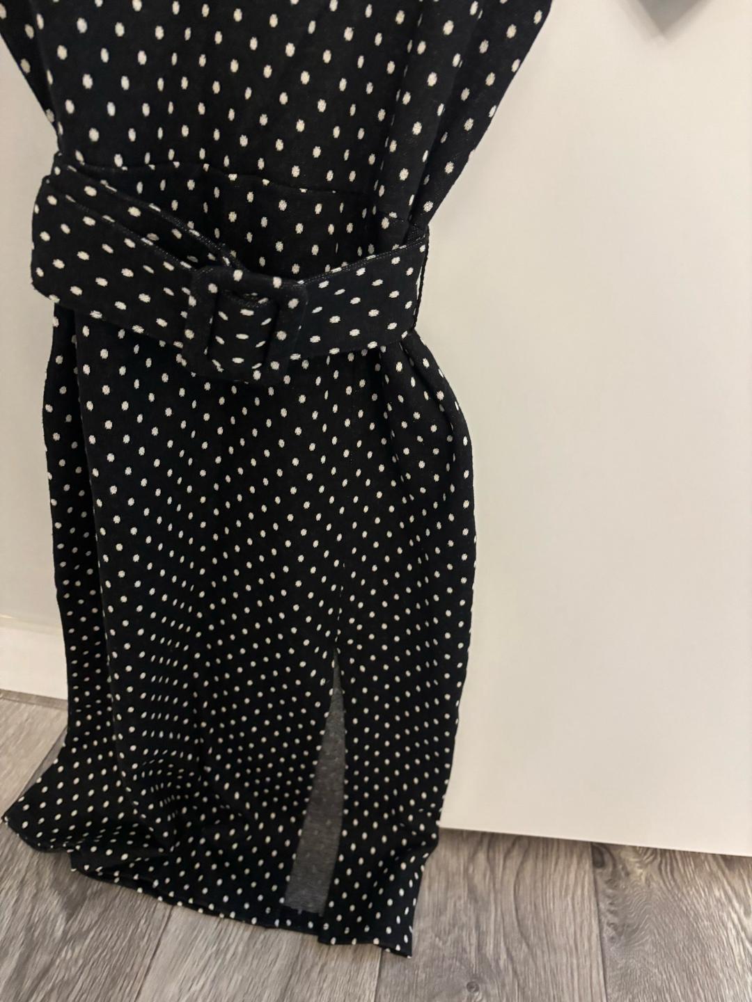 Zara Платье Zara черное в белый горошек — фото 2