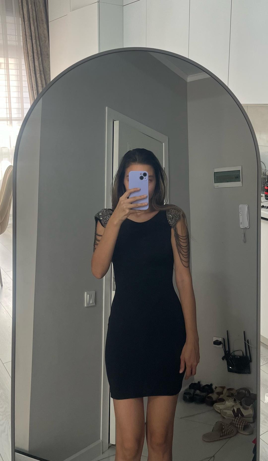 Topshop Topshop Черное мини - платье с декоративными цепочками на плечах — фото 2