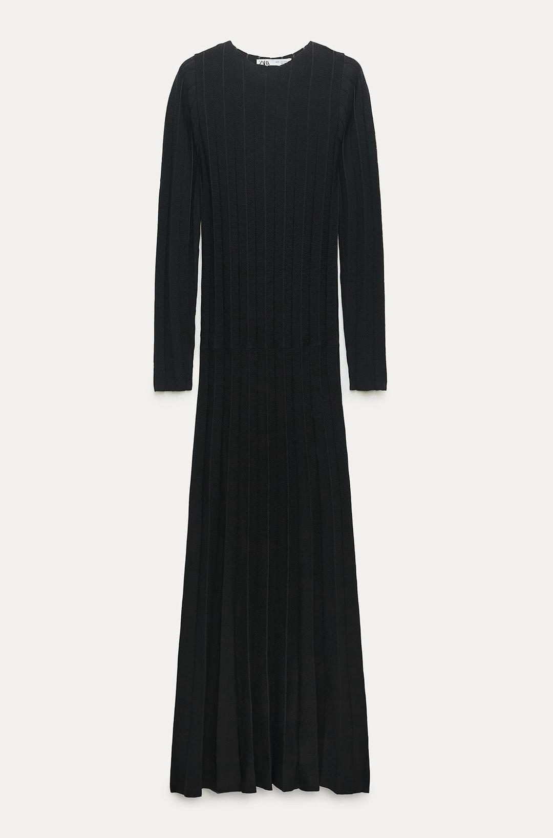 Zara Длинное платье из трикотажа с плиссировкой (новое с этикеткой) — фото 2