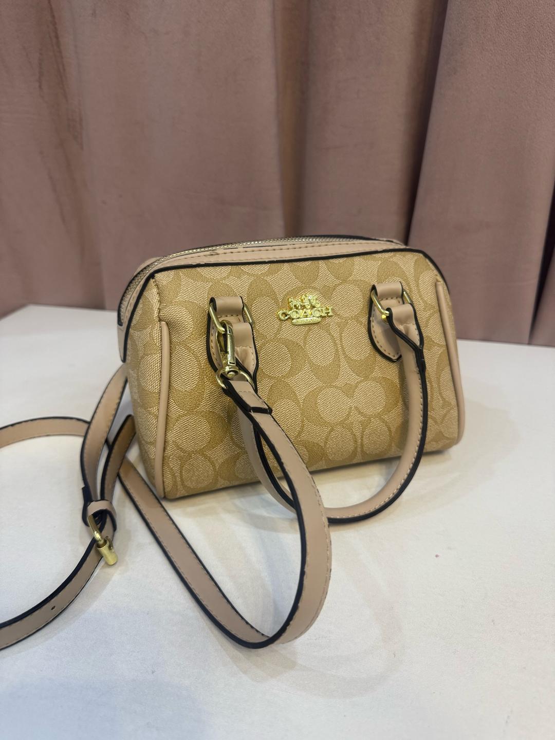 Coach Стильная сумка-бочонок Coach (Rowan Satchel) / Бежевая сумка кросс-боди — фото 2