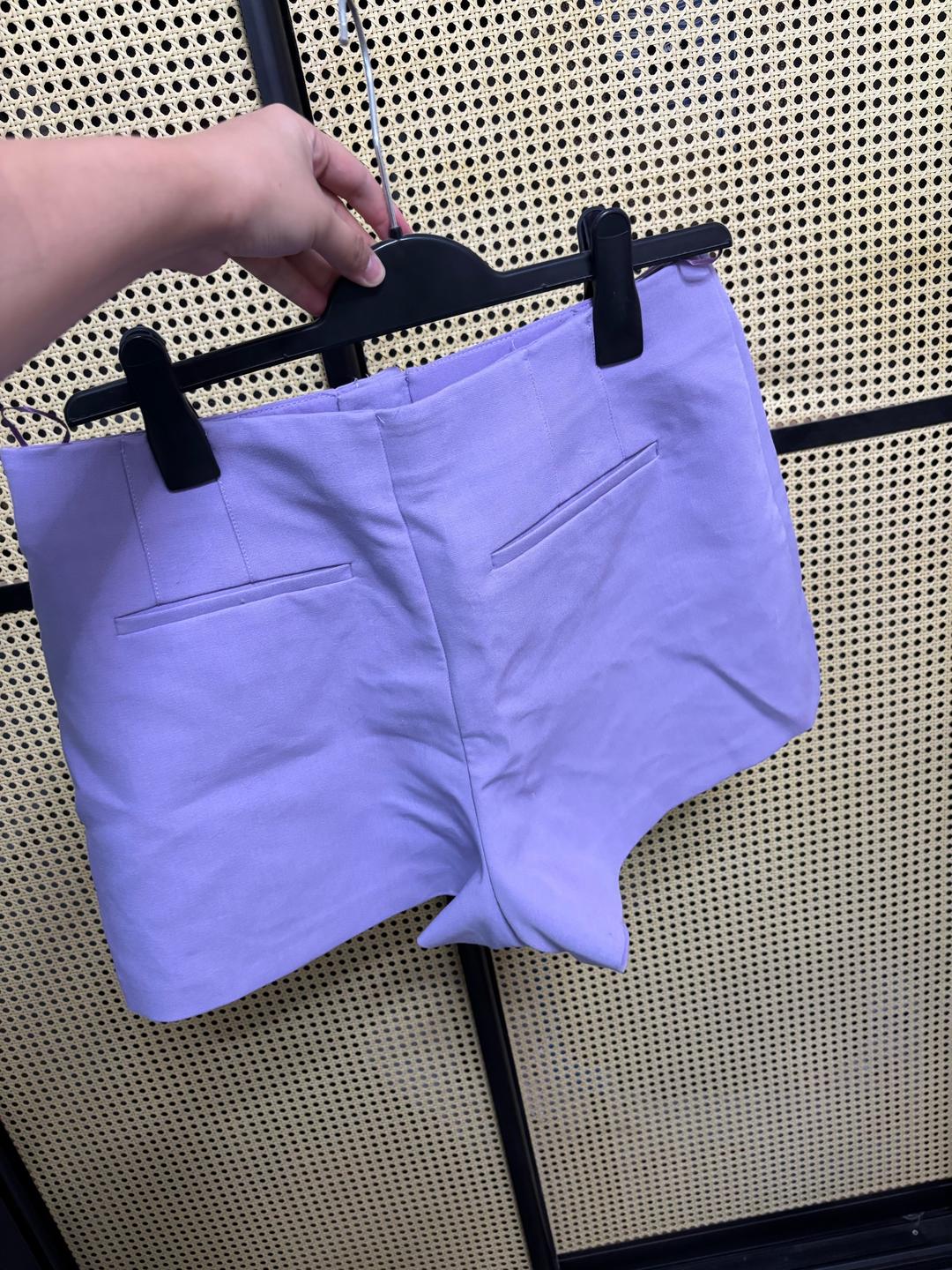 Zara Лиловые мини шорты — фото 2
