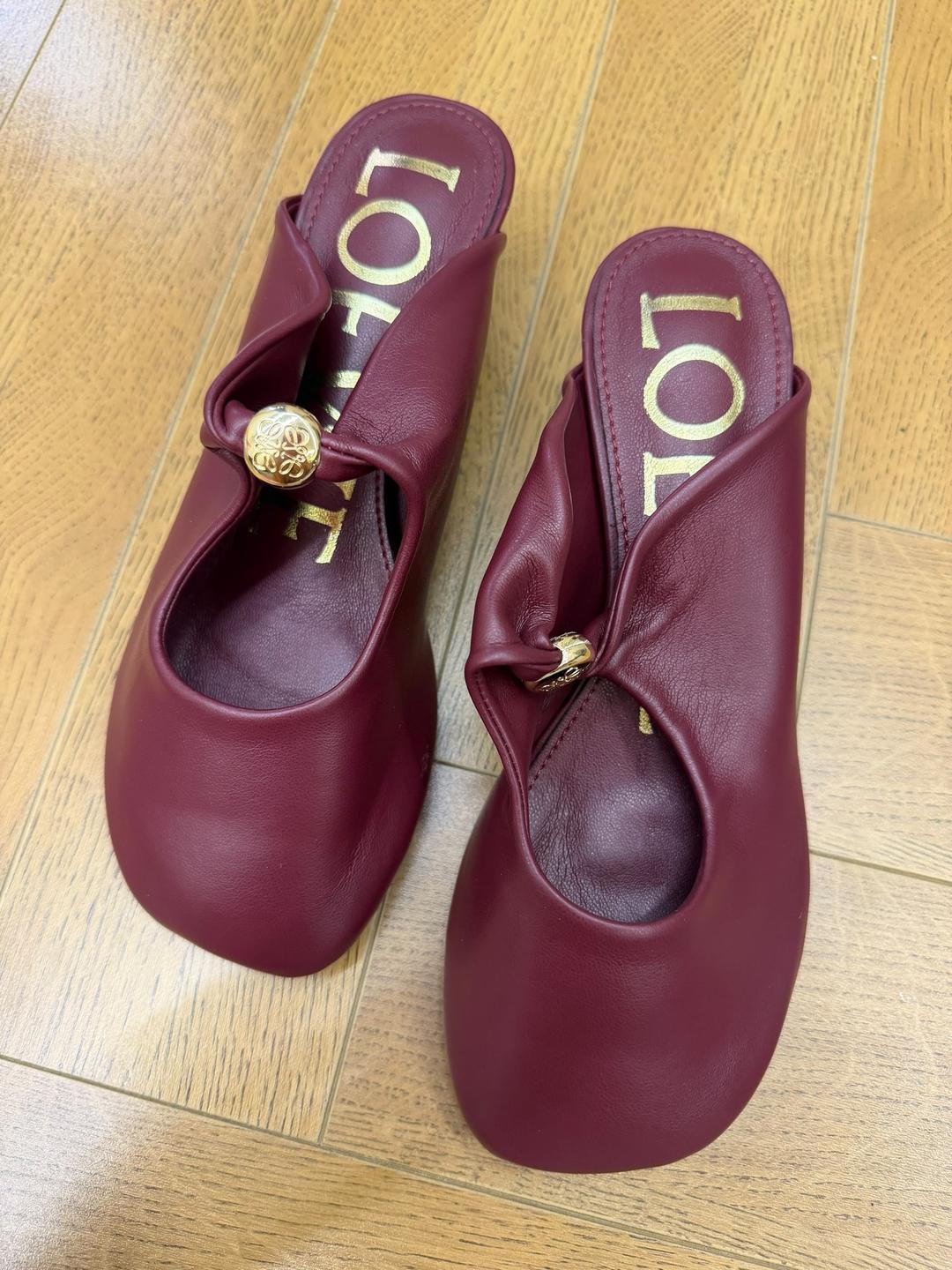 Loewe Туфли Loewe мюли на каблуке из натуральной кожи бордовые — фото 2