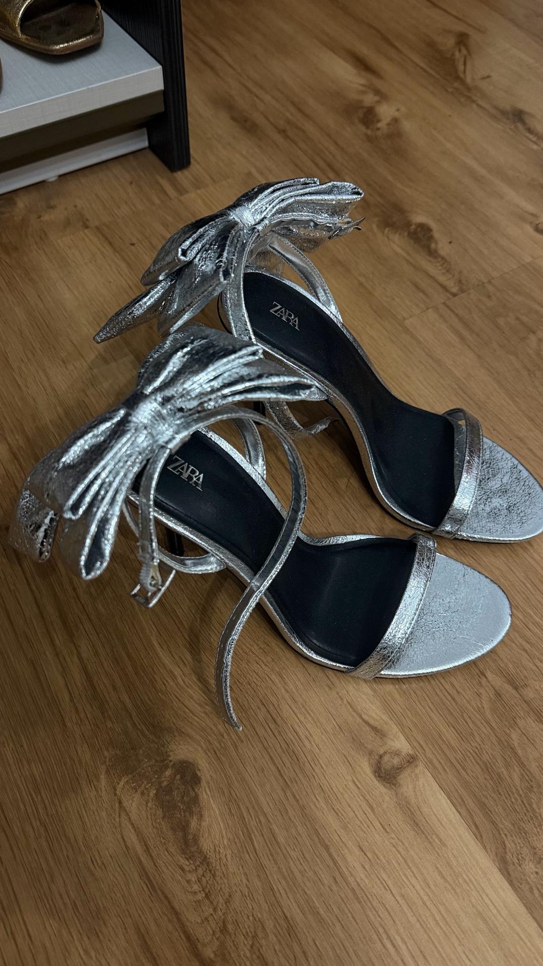 Zara Босоножки ZARA на каблуке с бантом — фото 2