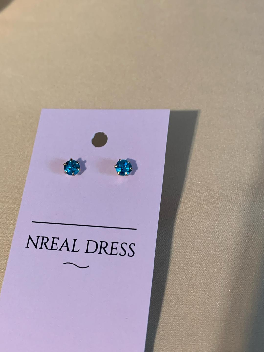 Nreal dress Серьги-гвоздики для девочек со стразами синие — фото 2