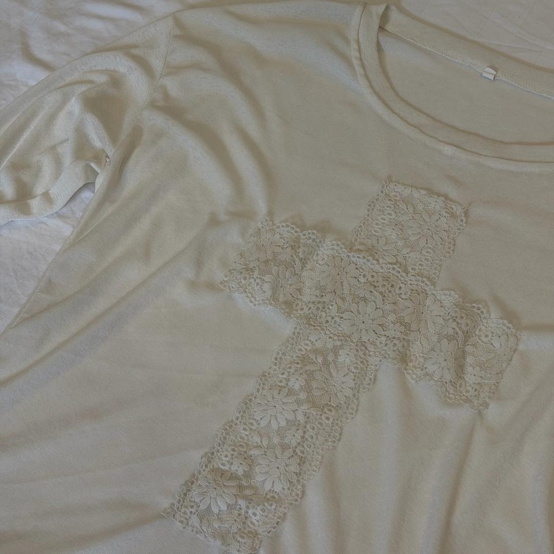 Нет бренда Y2K coquette cute longsleeve с крестом — фото 2