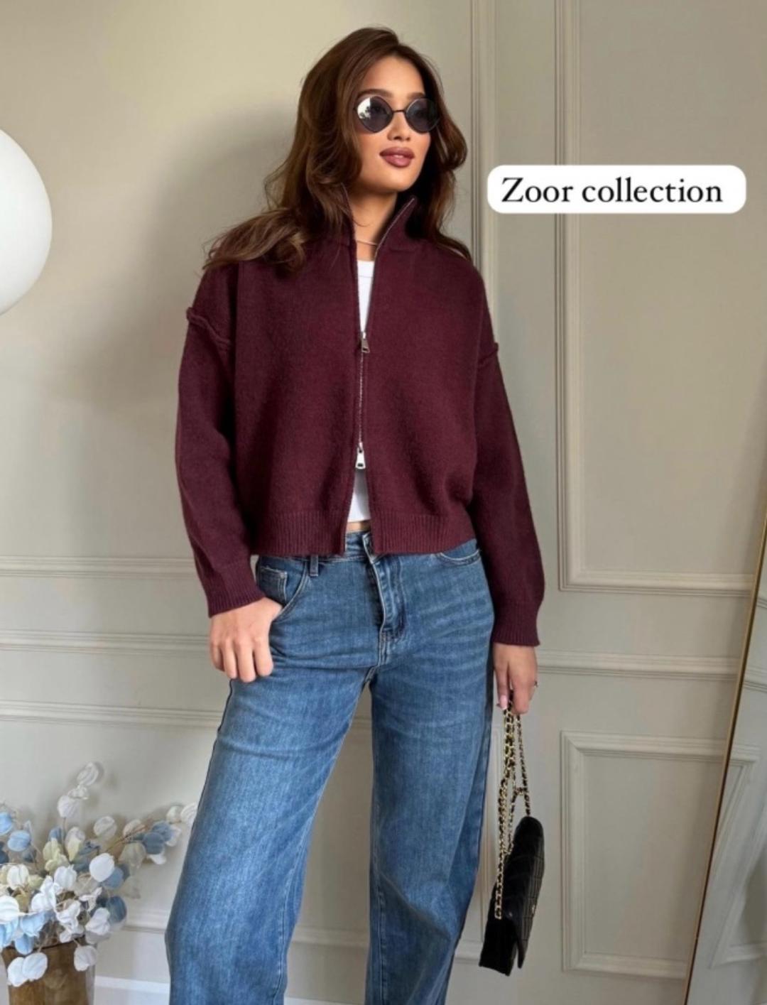 Женский кардиган на молнии Burgundy Cozy Zip-Up — фото 2