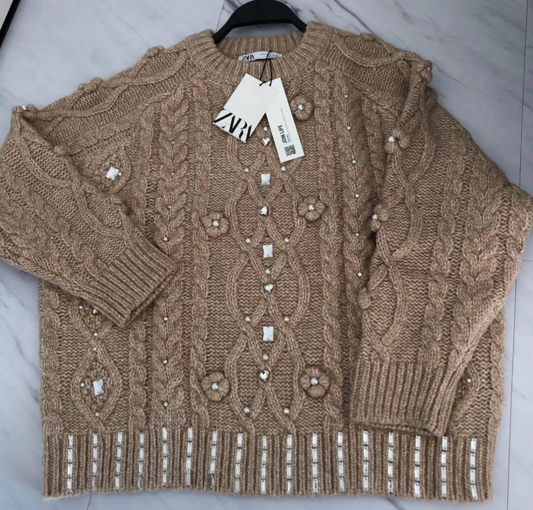 Zara Джемпер Zara с декором из страз и жемчуга — фото 2