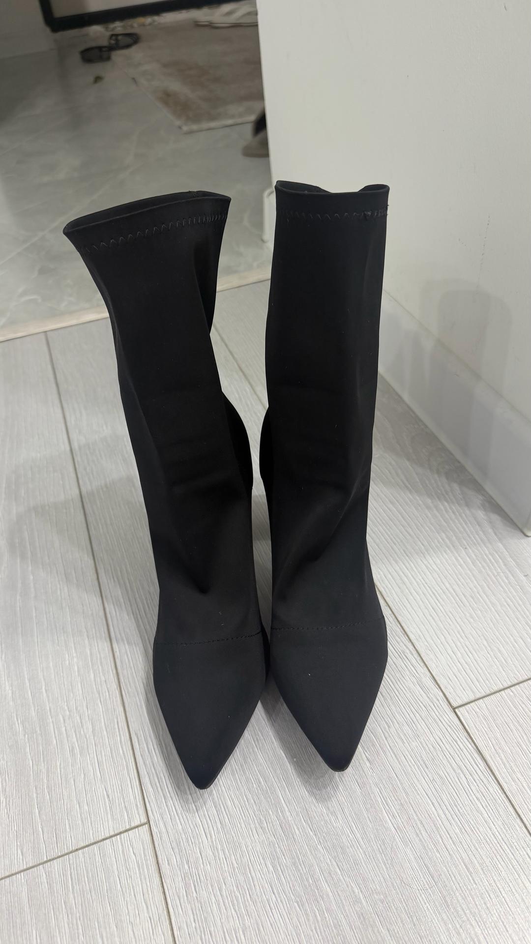 Нет бренда Черные ботильоны-чулки на каблуке — фото 2