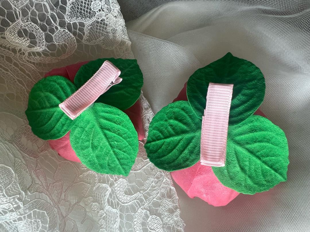 Handmade (ручная работа) Заколки для волос розовые цветы 2 шт — фото 2