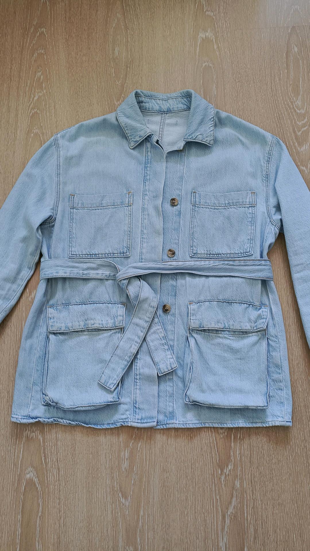 Zara Рубашка - куртка, с поясом из мягкого денима — фото 2