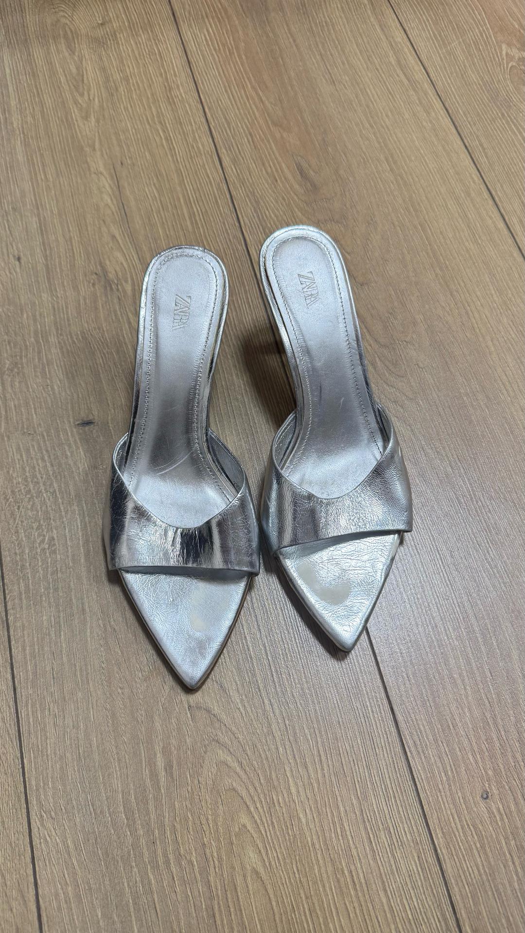 Zara Серебристые мюлли Zara — фото 2