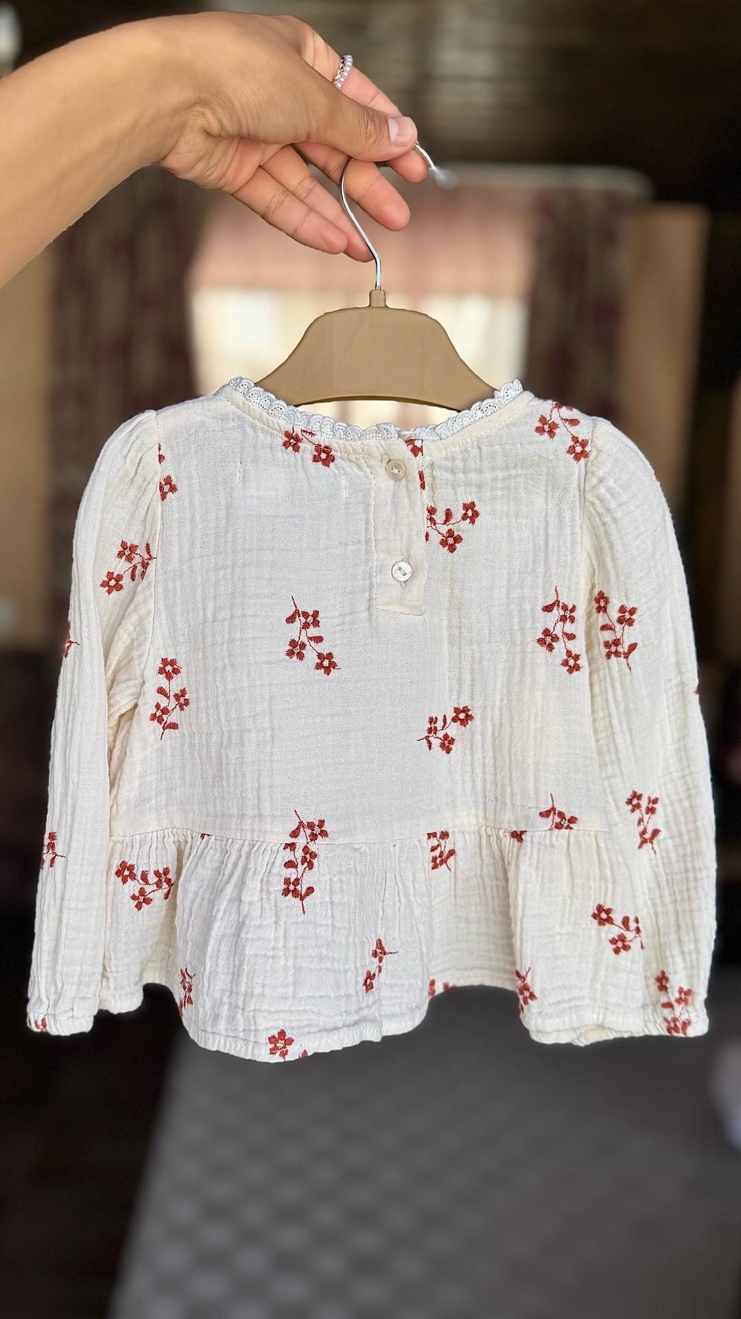 Zara Муслиновая блуза Zara с вышивкой и кружевом 🌸 — фото 2