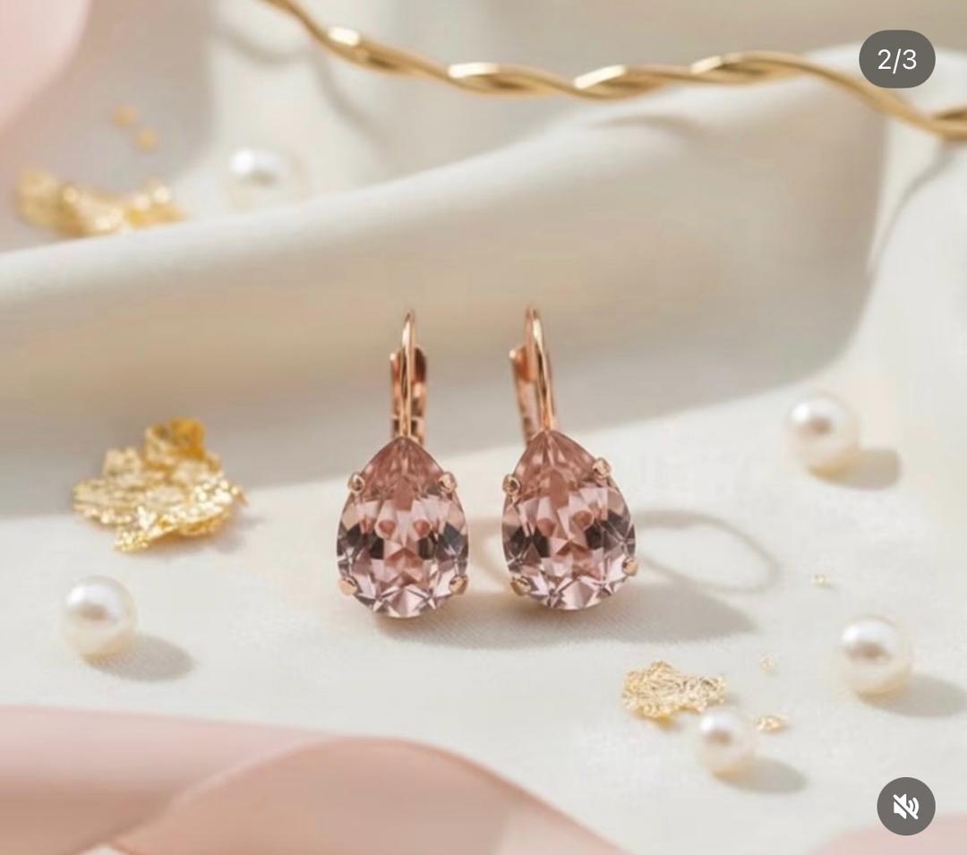 Miras Jewerly Новые серьги с нежно розовым камнем — фото 2