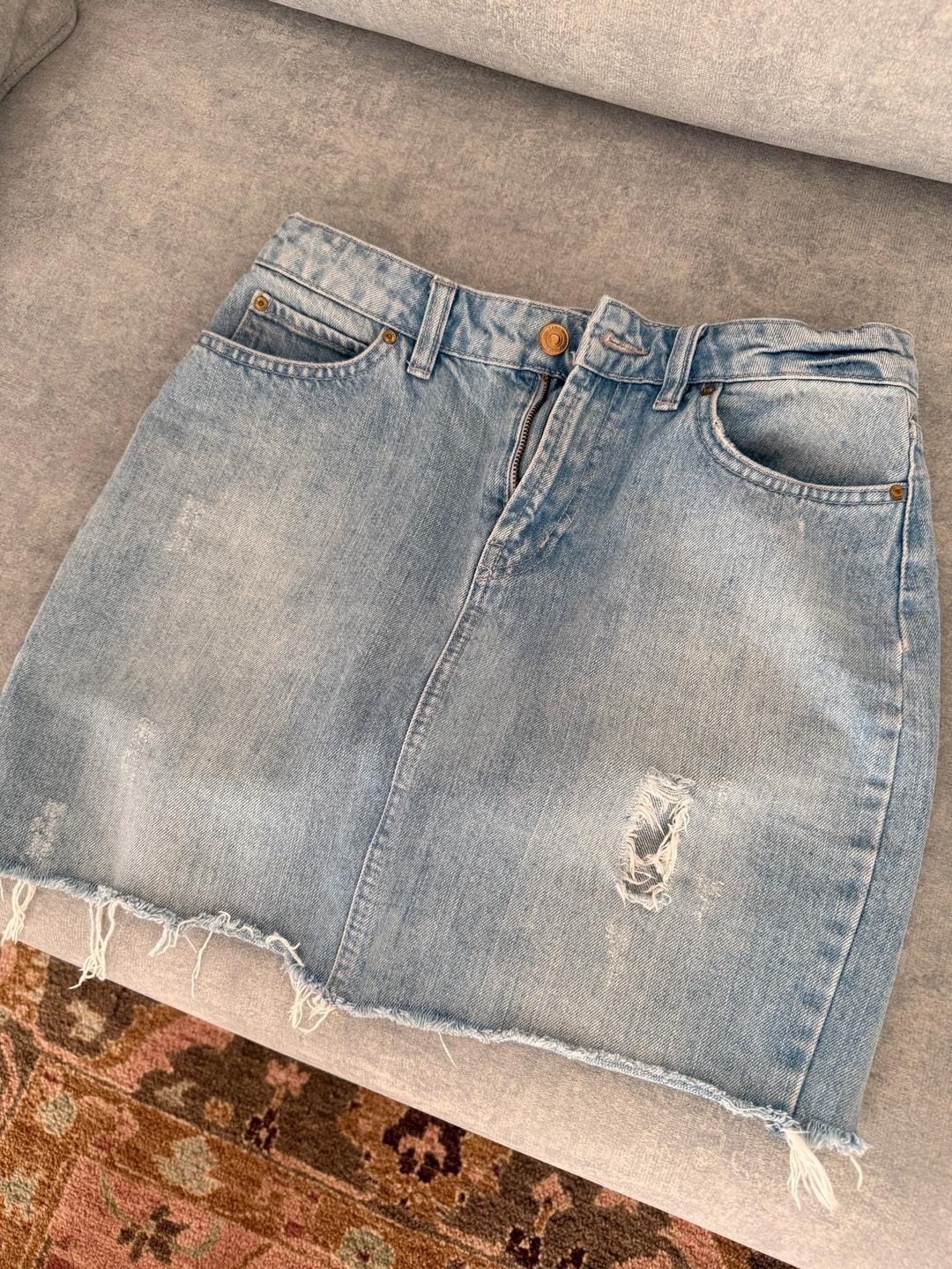 Zara Джинсовая юбка мини с эффектом потертости — фото 2