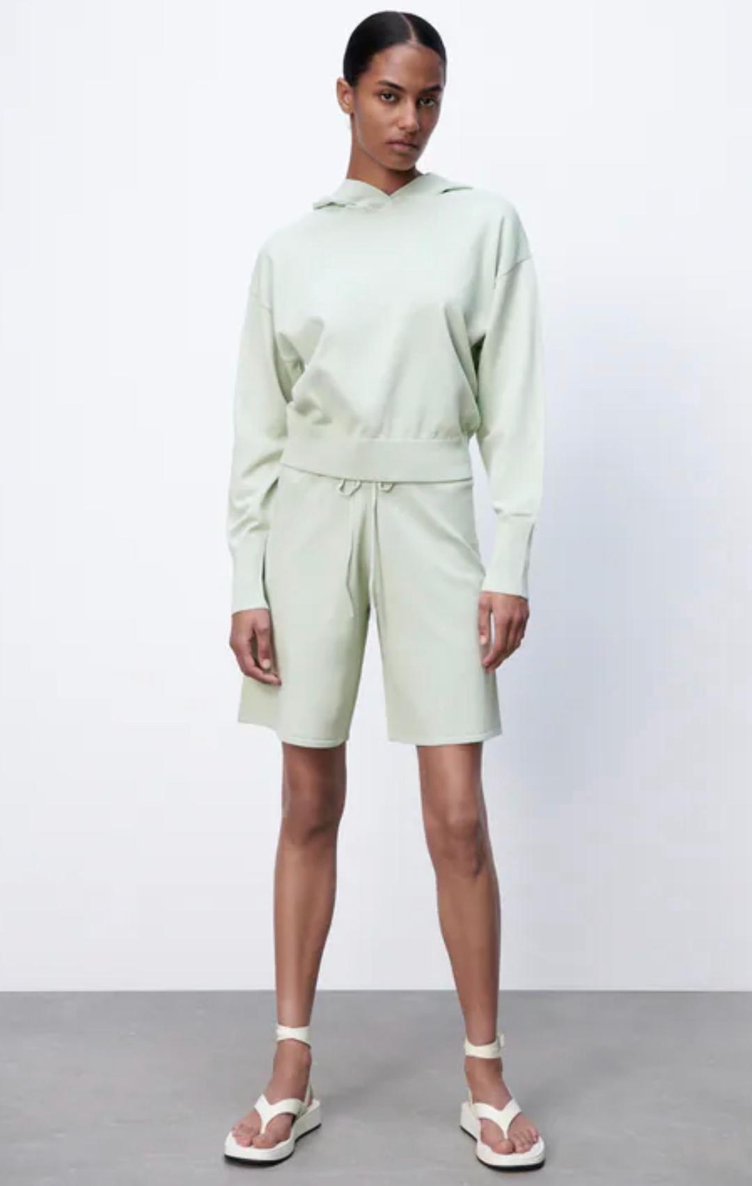 Zara Мятный спортивный костюм худи и шорты Зара — фото 2