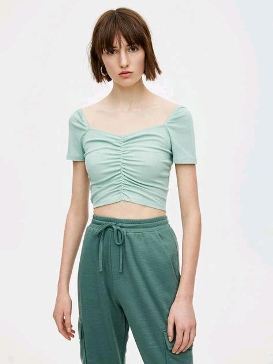 Pull & Bear Бирюзовый топ Pull&Bear — фото 2