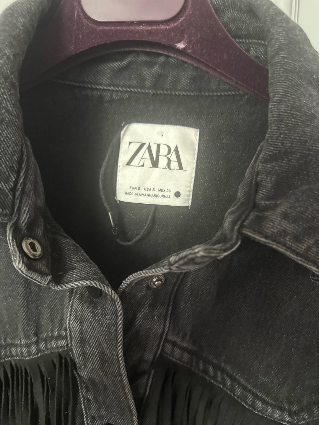Zara Джинсовая рубашка Zara с бахромой — фото 2