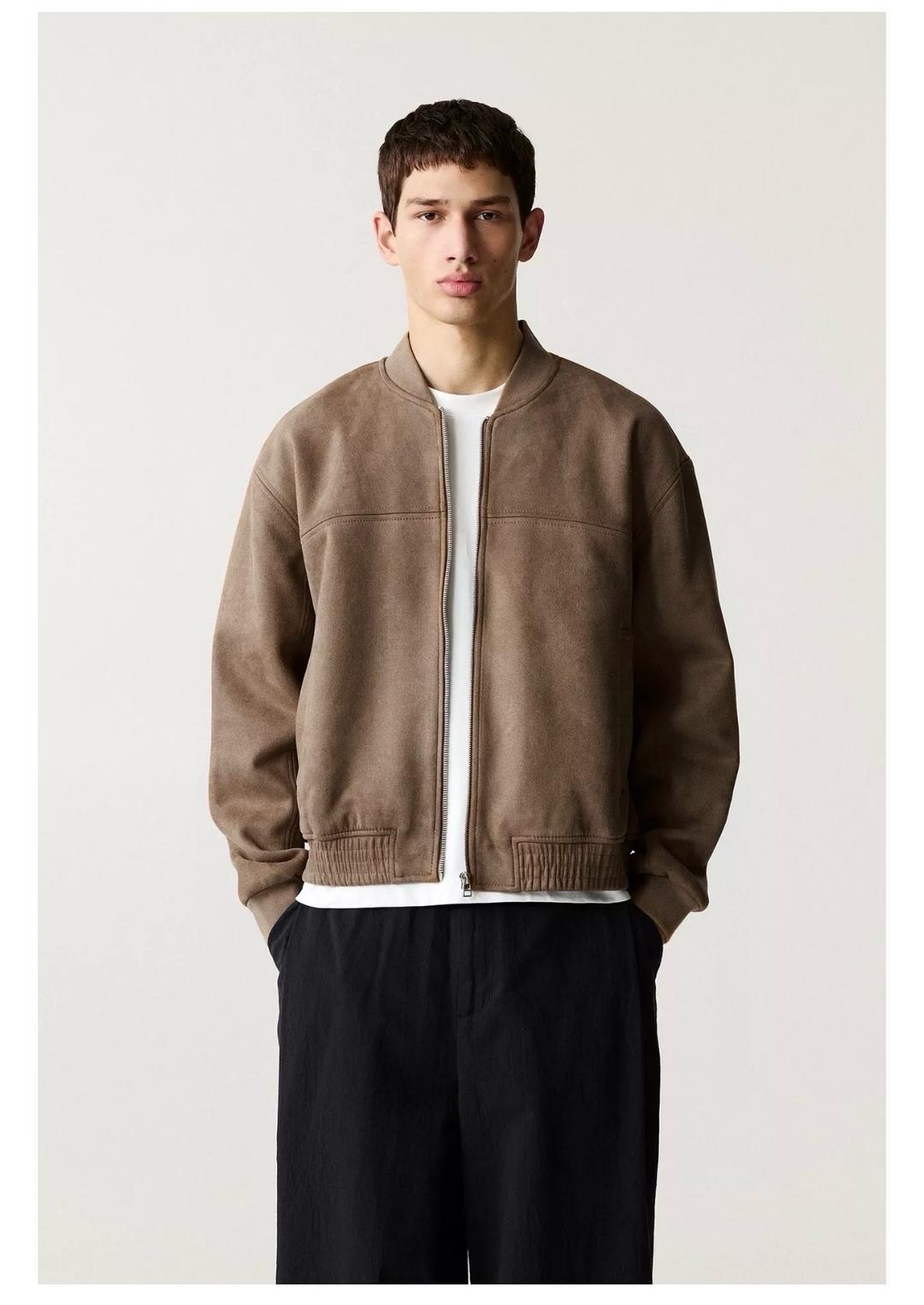 Pull & Bear бежевый бомбер из искусственной замши Pull&Bear — фото 2