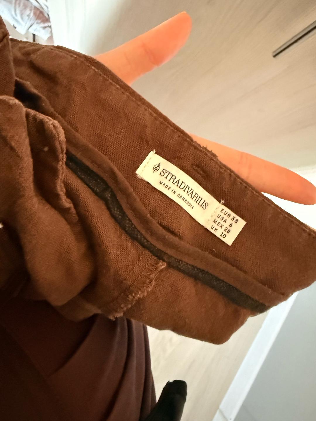 Stradivarius Прямые струящиеся брюки под льняную ткань — фото 2