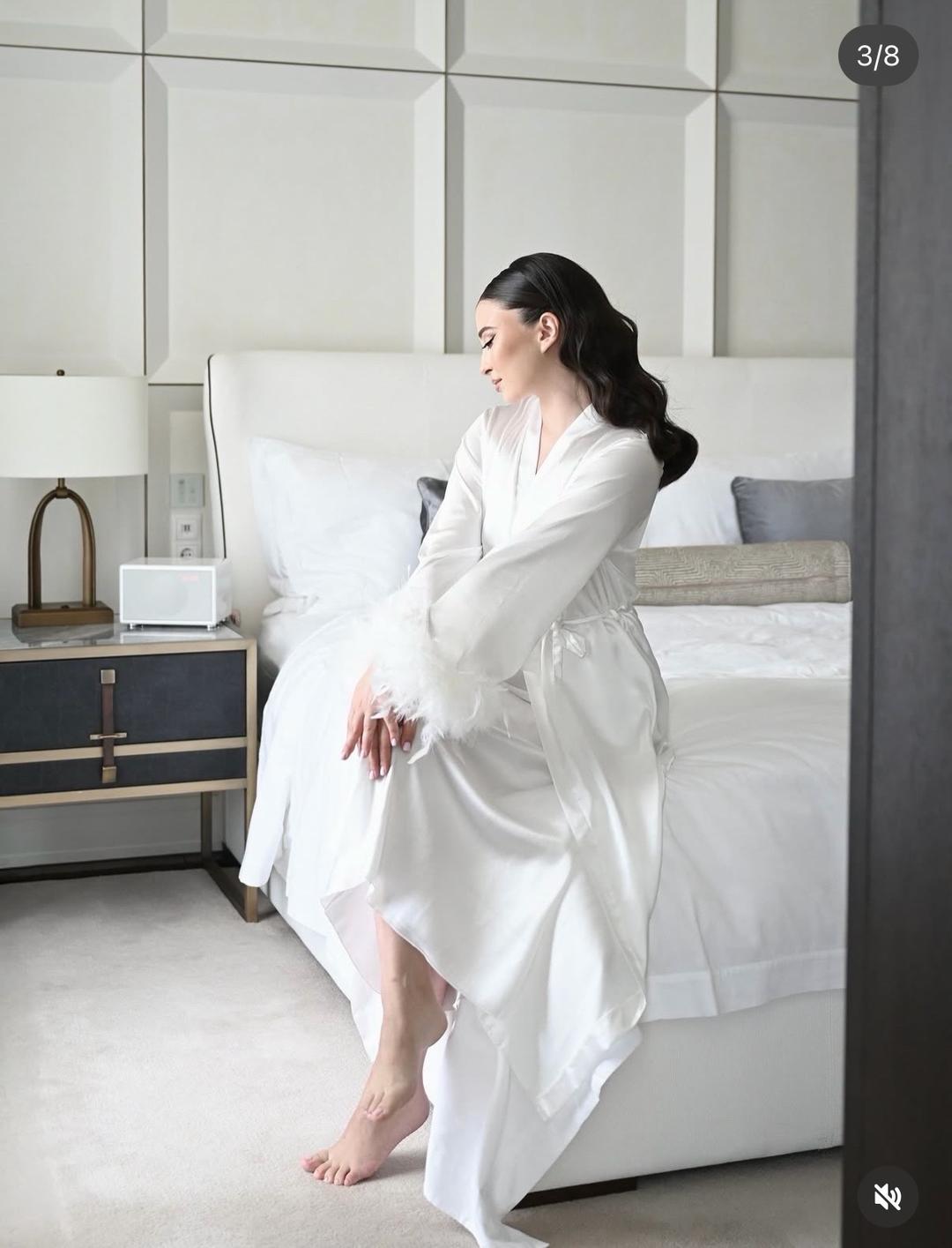 bua cosy Сорочка с халатом с перьями  на утро невесты — фото 2