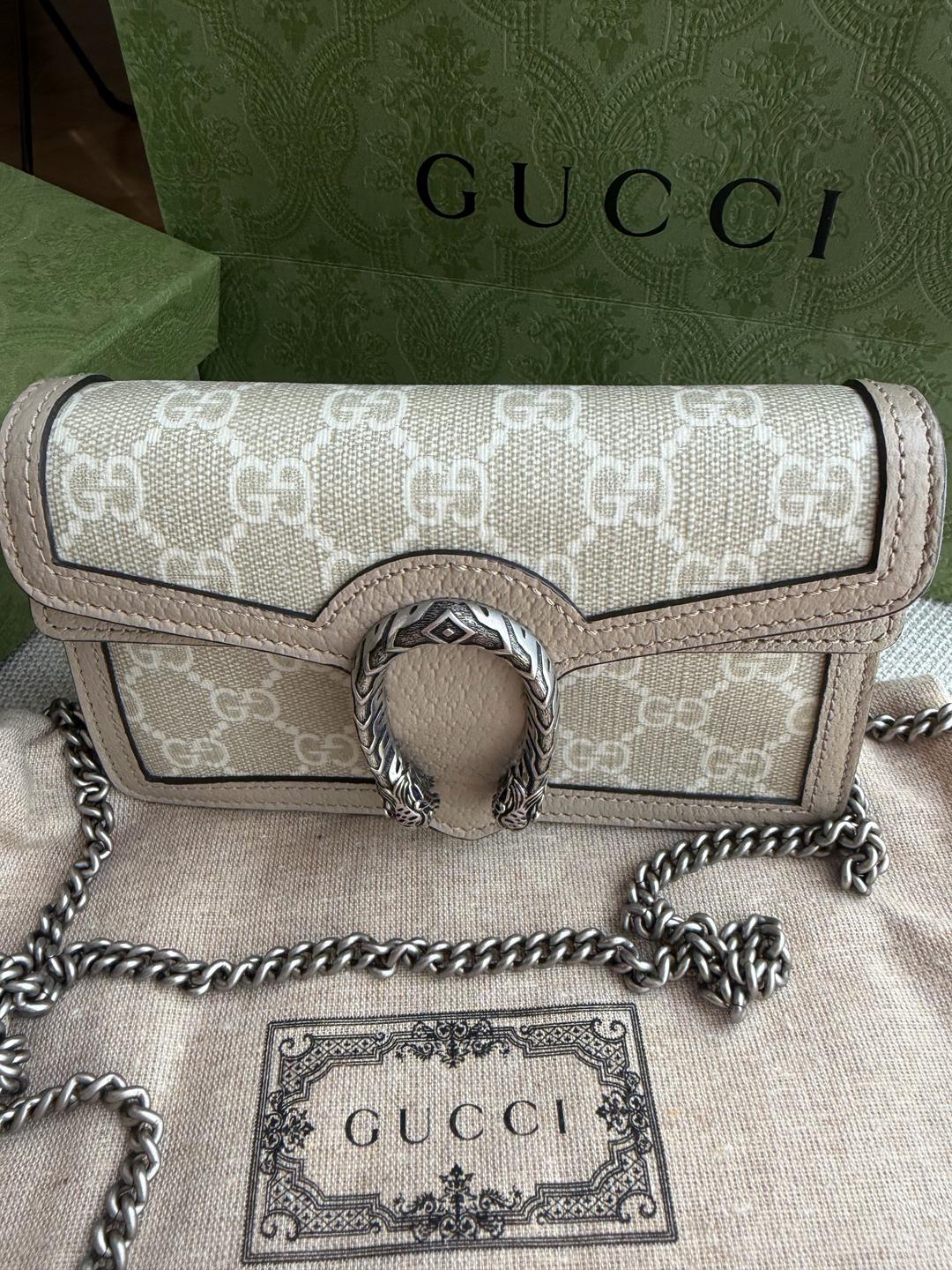 Gucci Сумка Gucci Dionysus GG Super Mini Бежевый/Белый — фото 2