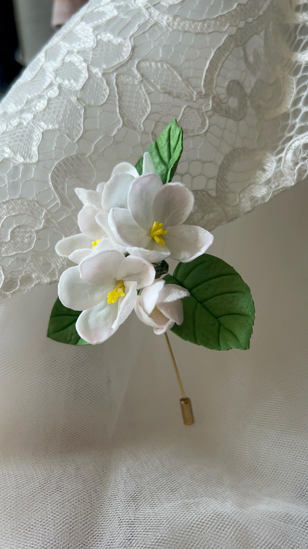 Handmade (ручная работа) Брошь цветы яблони ручной работы — фото 2