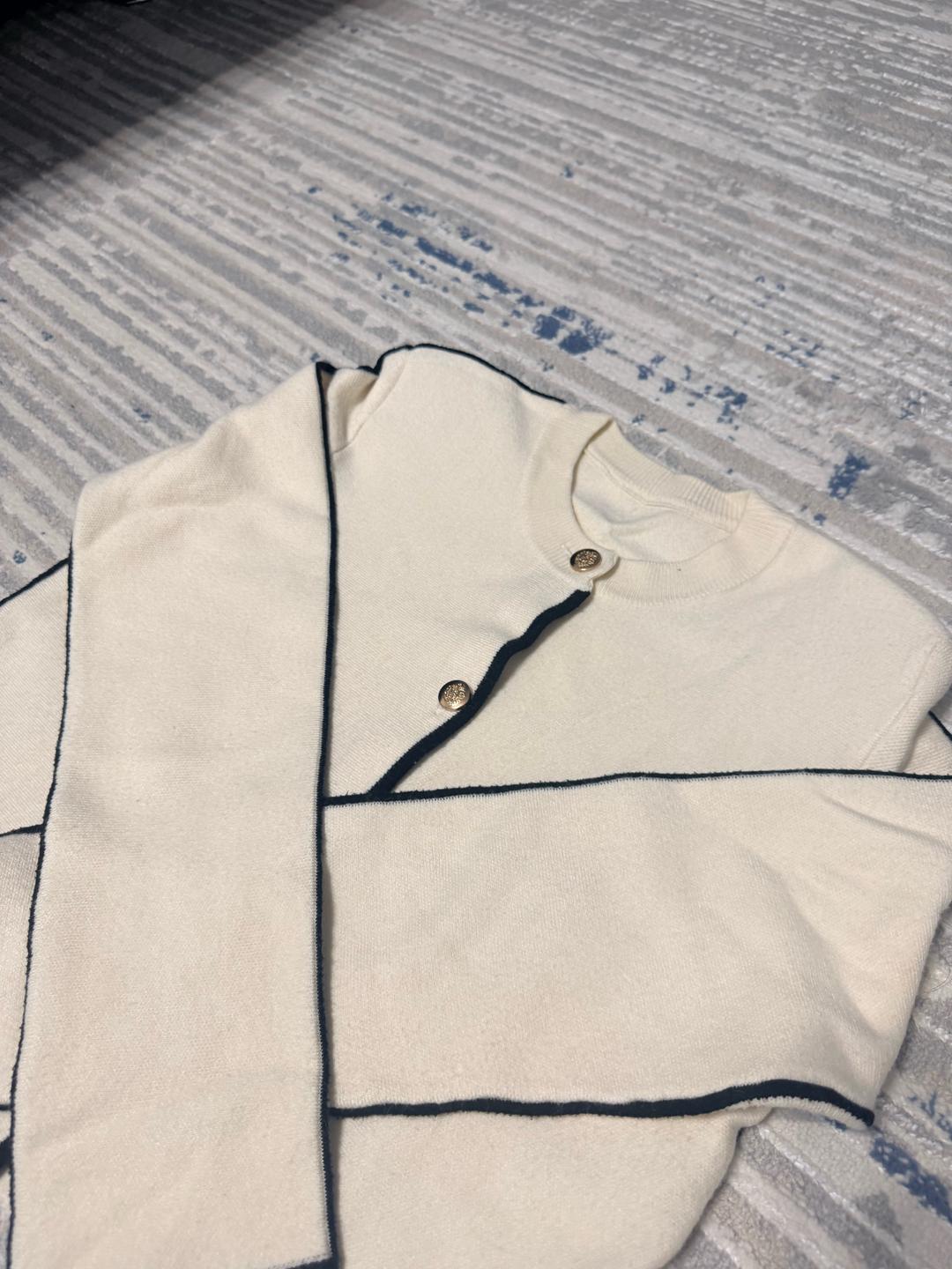 Massimo Dutti Трикотажный кардиган с контрастной отделкой — фото 2