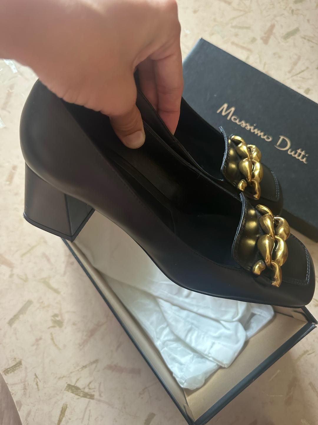 Massimo Dutti Туфли Massimo Dutti женские черные с золотистой цепью — фото 2