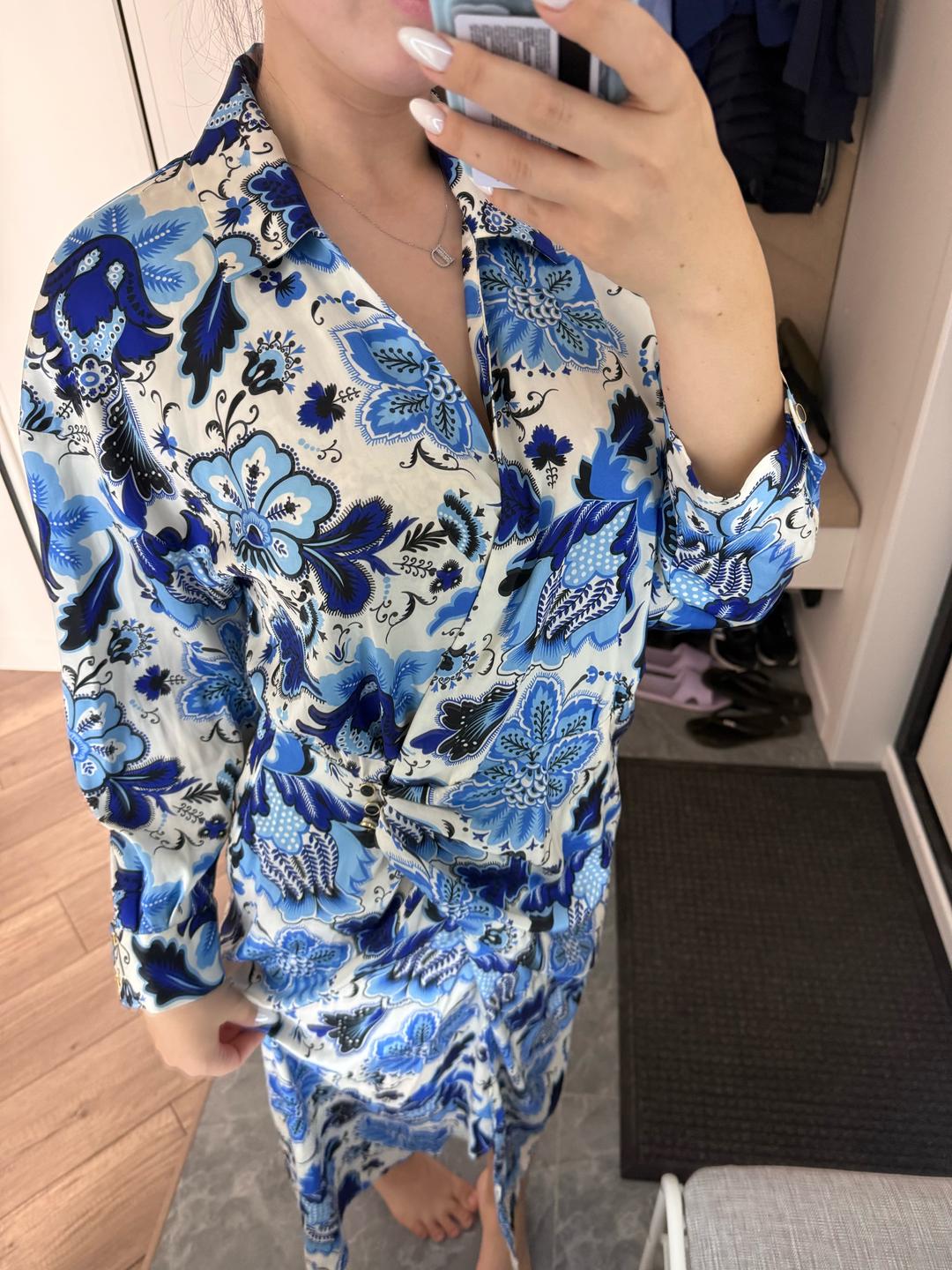 Zara Платье с цветочным принтом и декоративным узлом — фото 2