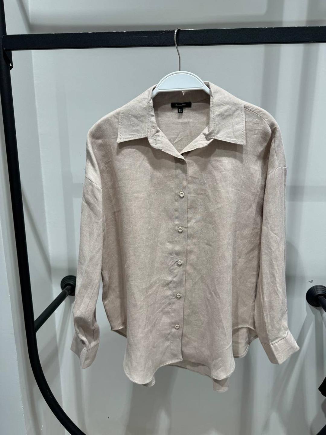 Massimo Dutti Рубашка лён остался в цвете беж. — фото 2