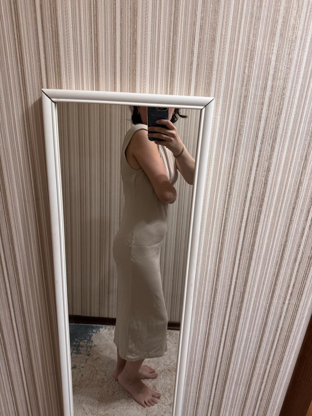 Zara Платье лапша бежевое — фото 2