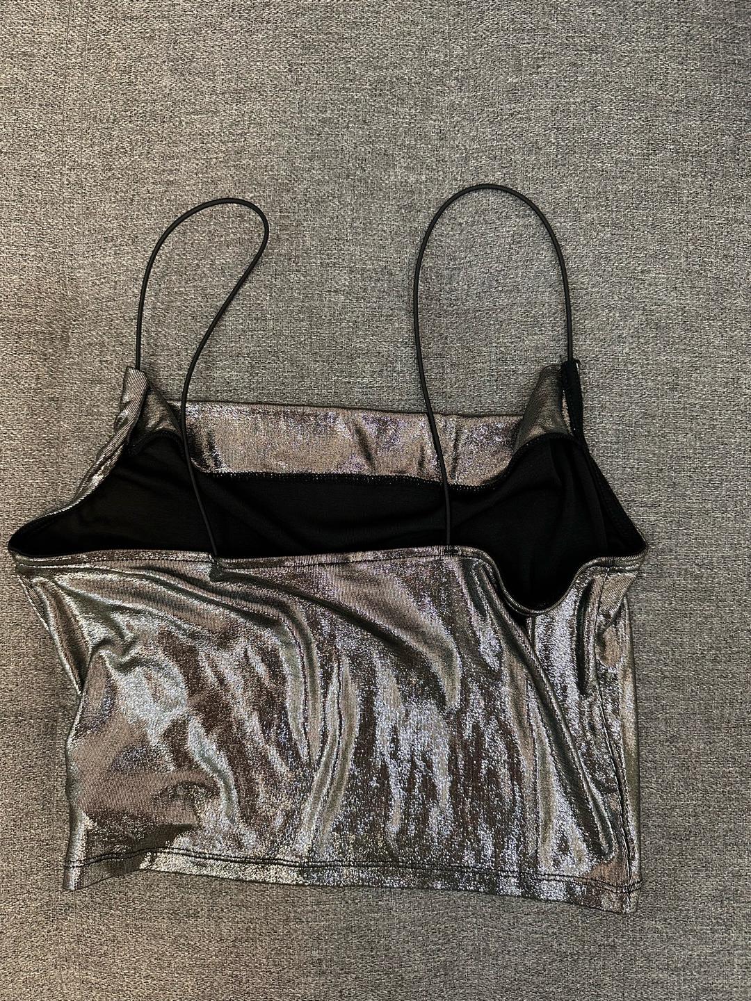 H&M Топ на бретельках серебристый — фото 2