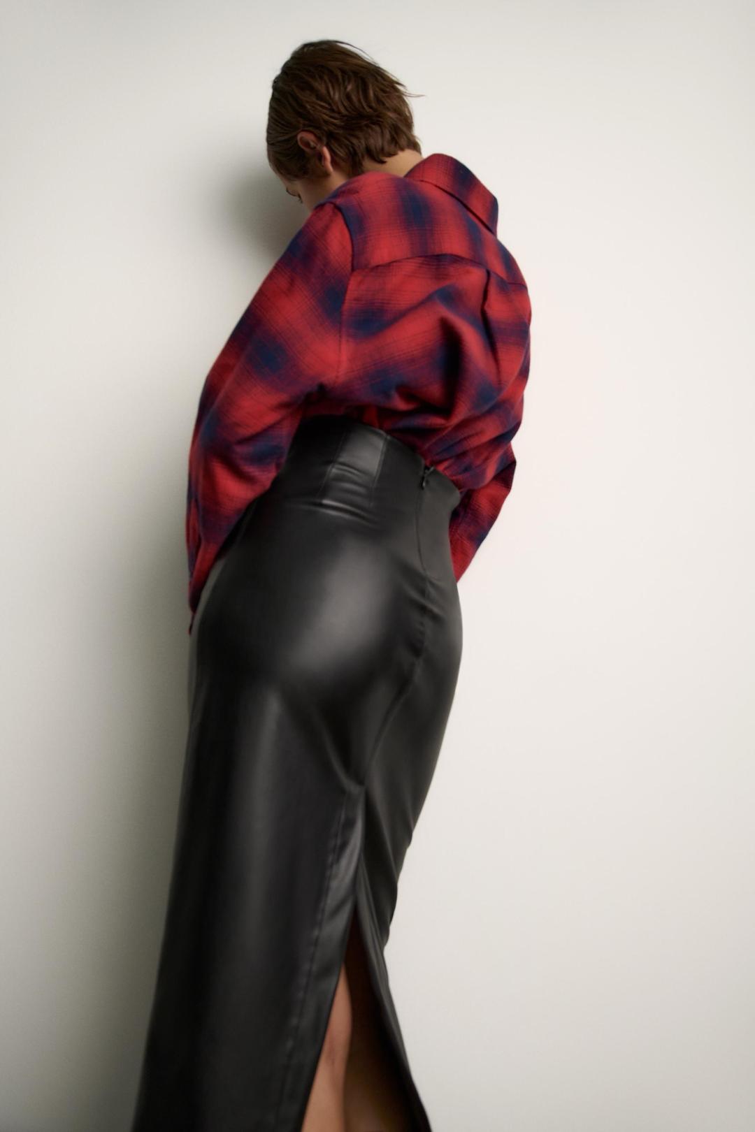 Zara Юбка из искусственной кожи с разрезом ZARA — фото 2
