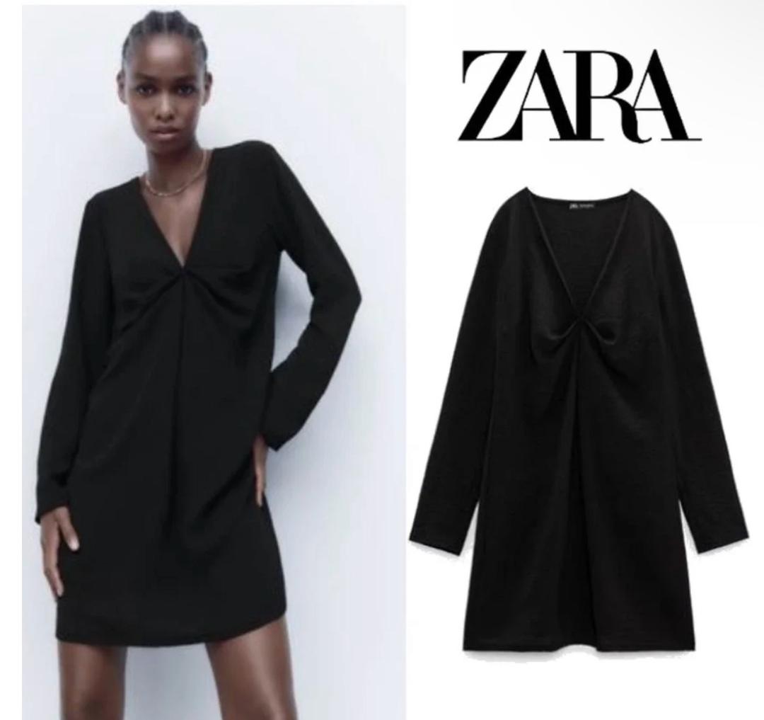 Zara Платье ZARA черное с длинным рукавом — фото 2