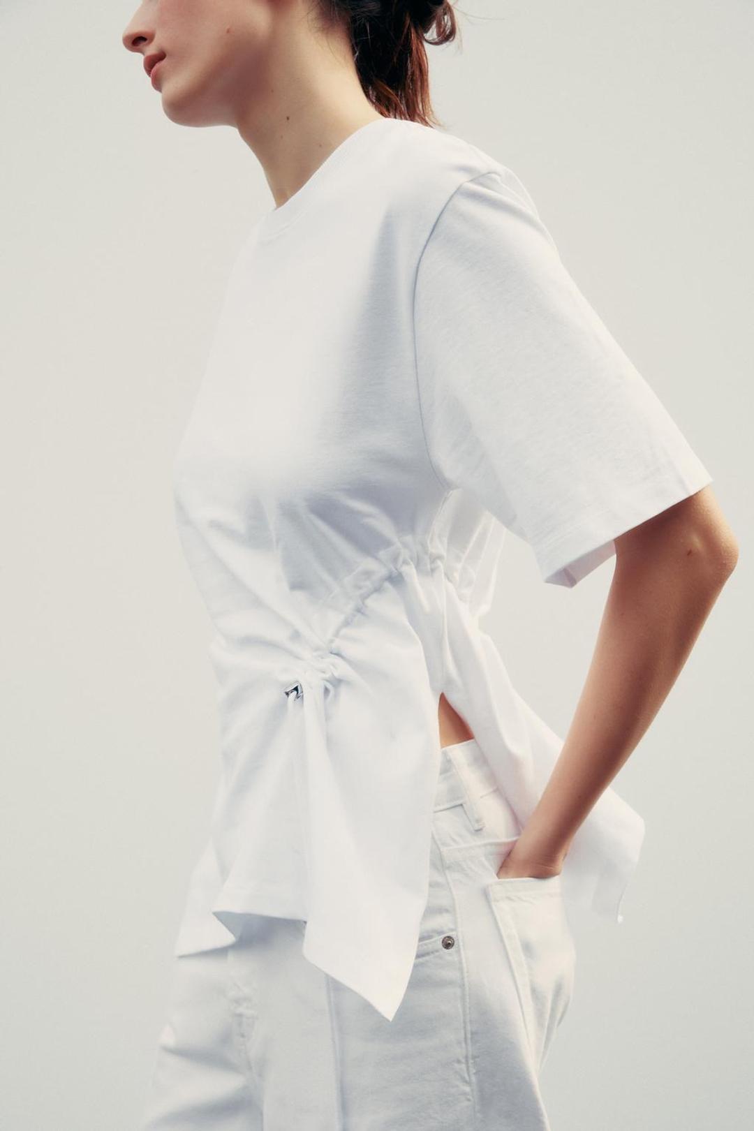 Zara Футболка асимметричного кроя с фиксаторами — фото 2
