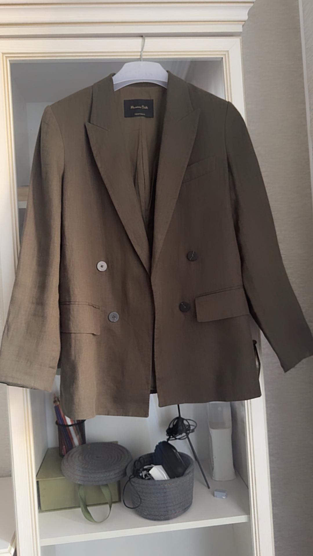 Massimo Dutti Льняной двубортный пиджак Massimo Dutti, хаки, размер M (EUR 38) — фото 2