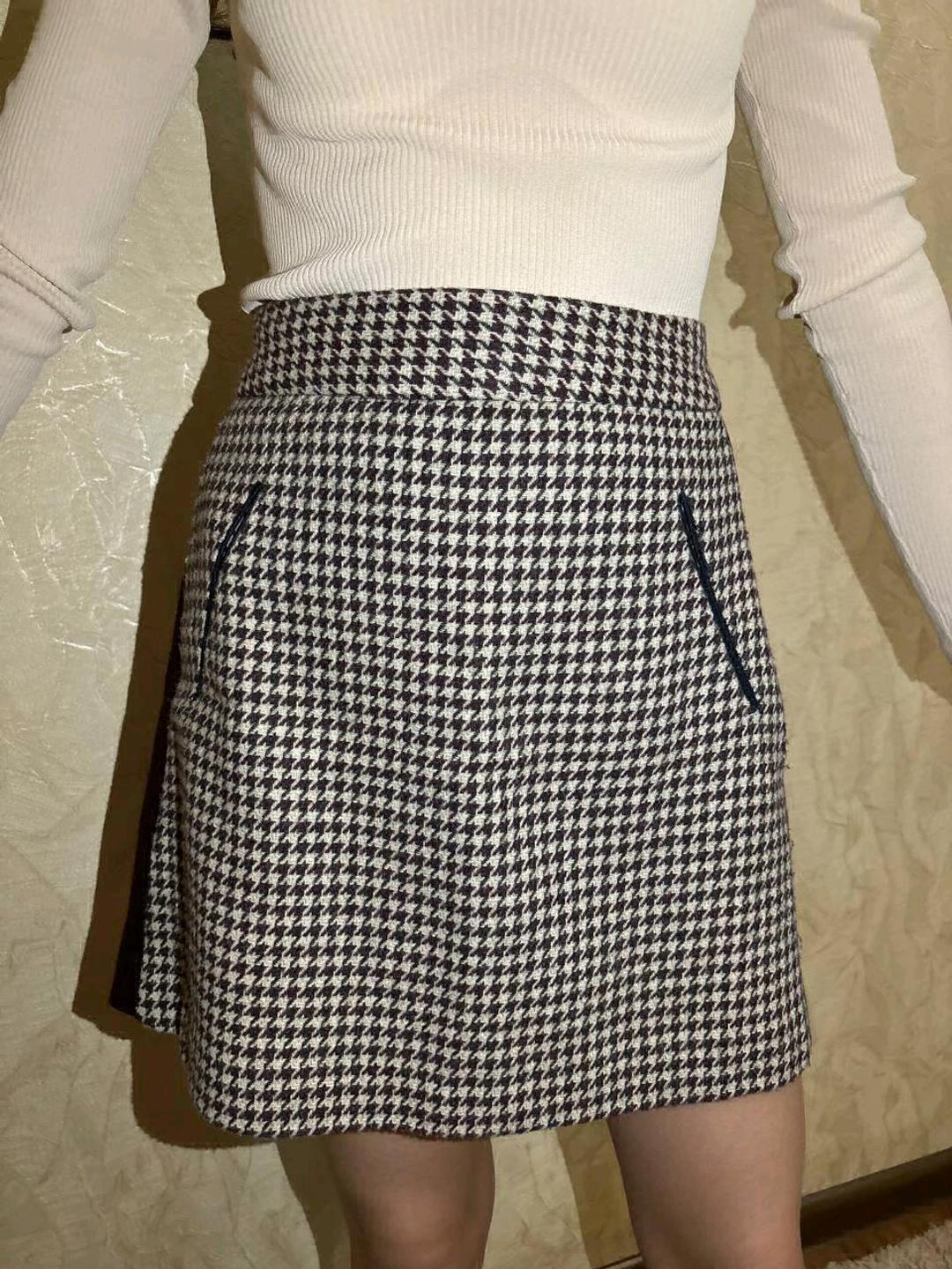 Zara юбка принтом гусинная лапка — фото 2