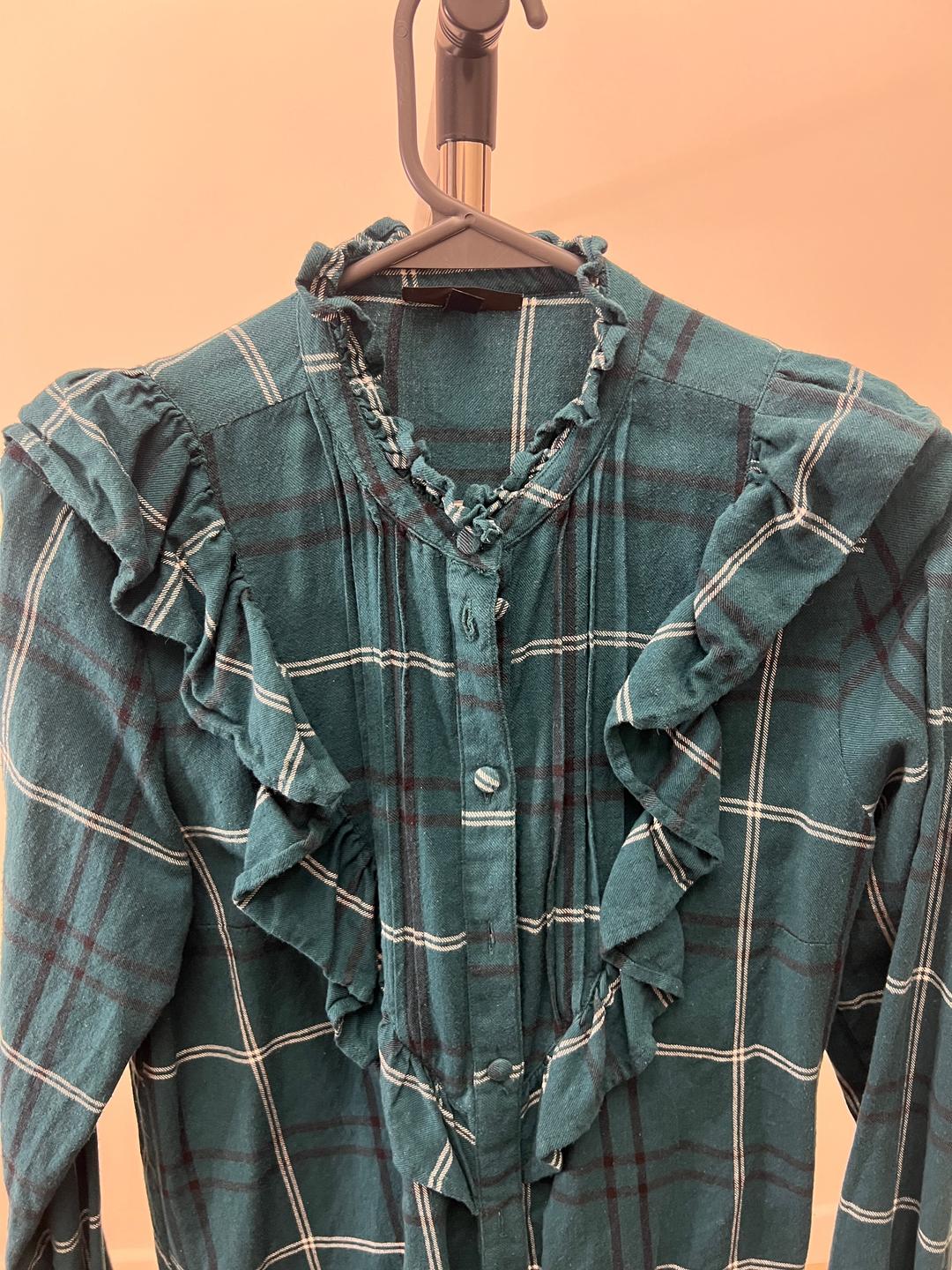 Topshop Блуза в клетку с оборками — фото 2