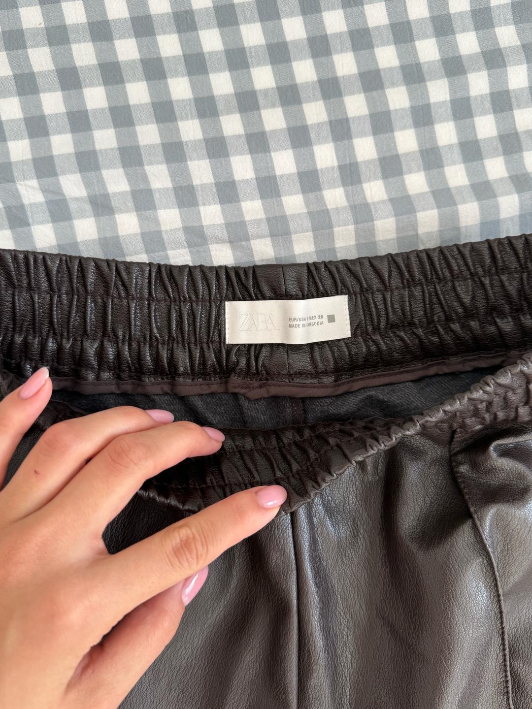 Zara Кожаные штаны Зара — фото 2