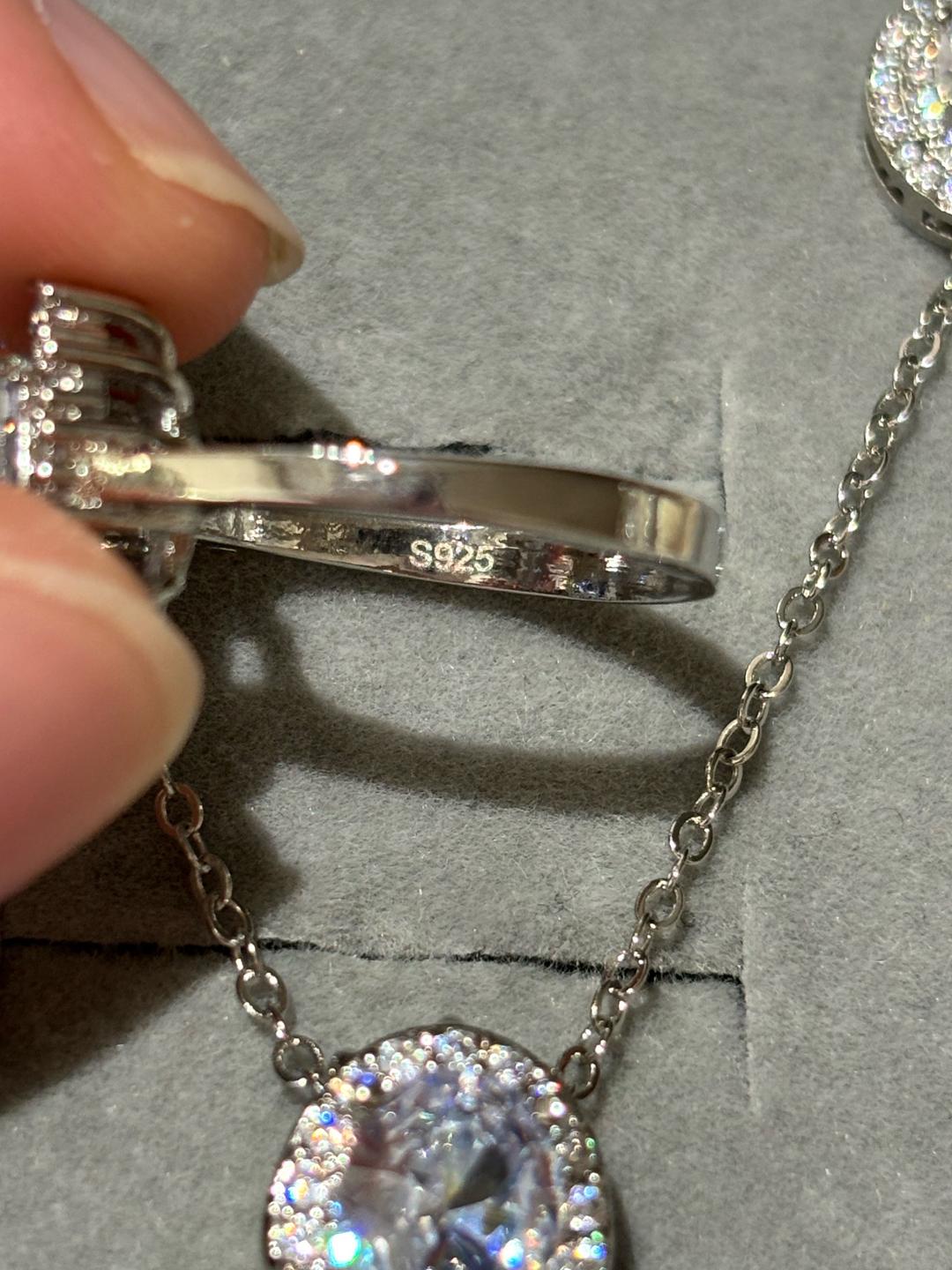 серебро 925 Комплект украшений (серьги, кольцо, колье) из серебра 925 пробы — фото 2