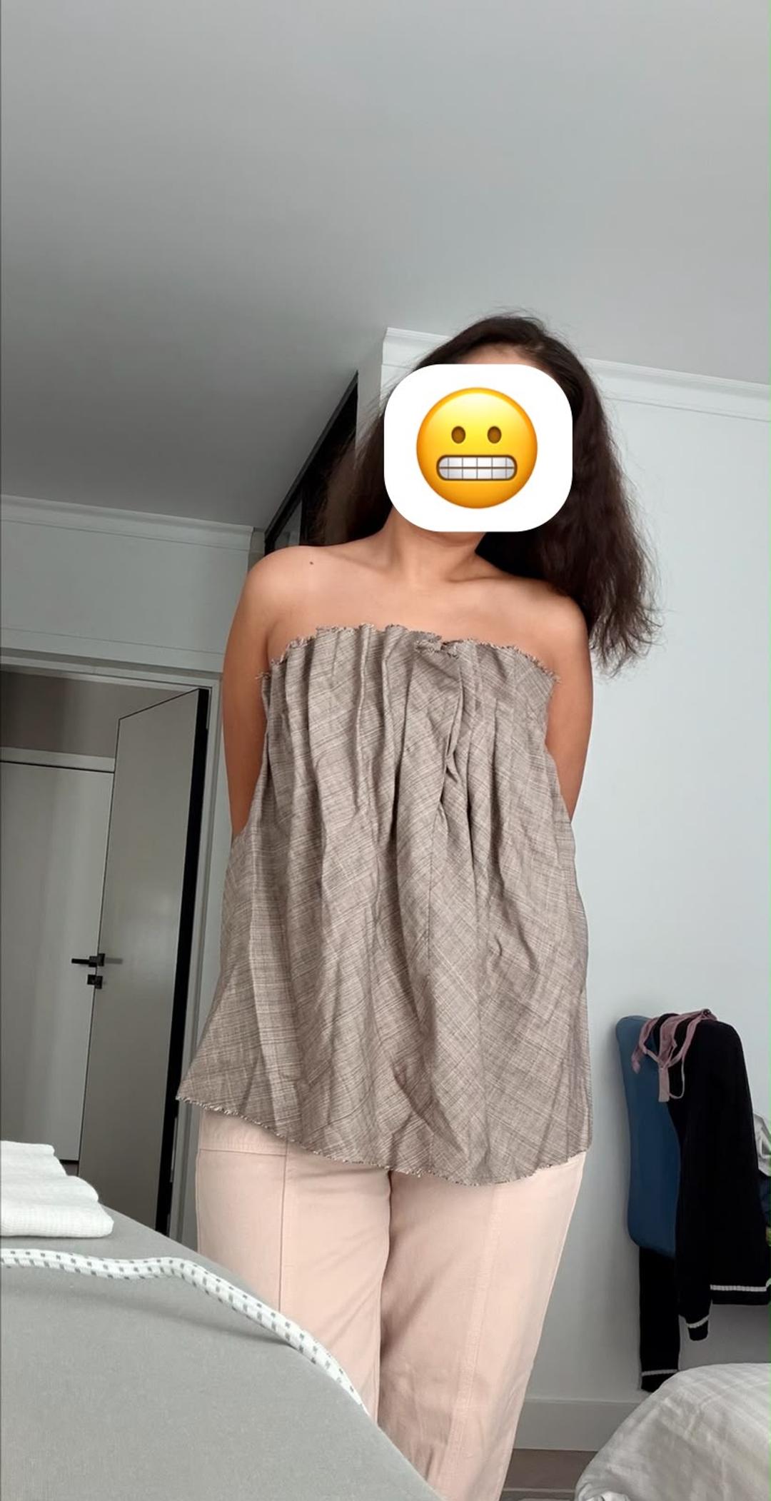 Zara Топ-бандо свободного кроя, бежевый — фото 2
